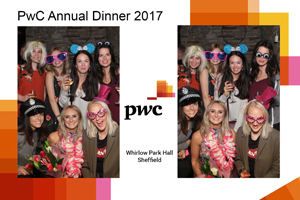 PwC Corporate event enjoying the photo booth at the annual dinner in Sheffield