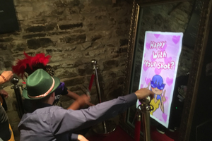 guests enjoying the magic mirror photo booth booked for a birthday party